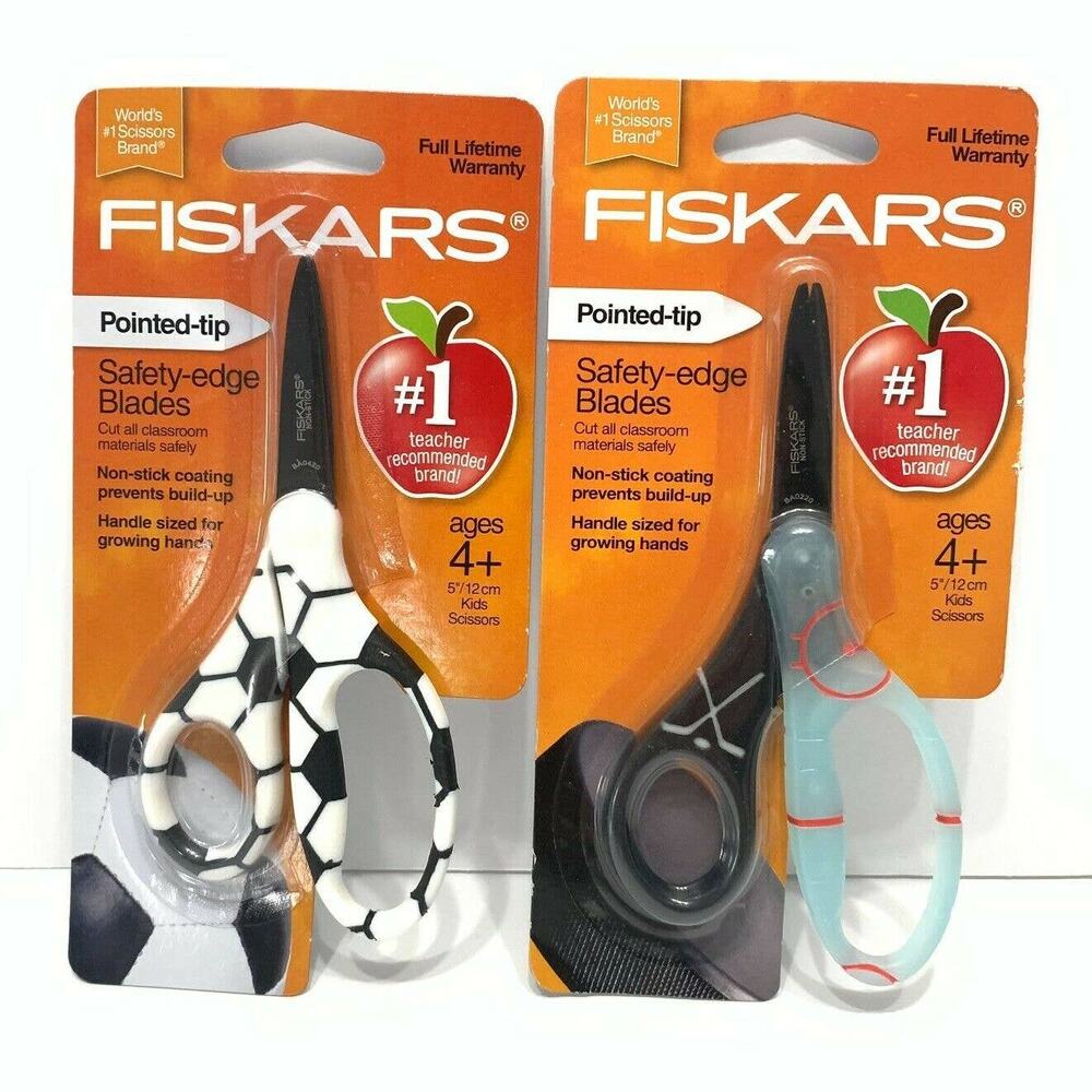 Fiskars Safety-edge Blades Pointed Tip Scissors 5" ages 4+ Pack of 2 New School